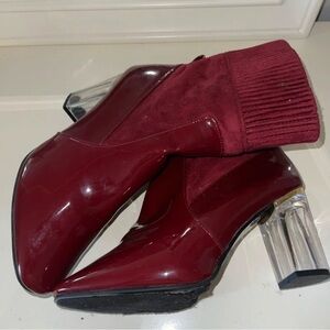 Judith March Glossy Burgundy Heeled Boots